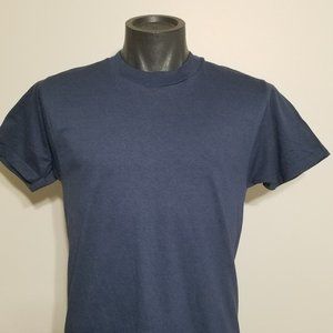 Vintage NOS 80s Screen Stars T shirt M Blue Blank Single Stitch USA Plain Tee